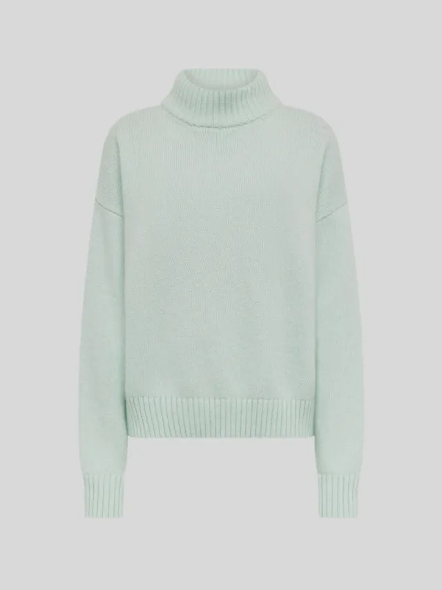 Laneus Wool Angora Mock Neck sweater sage green uld