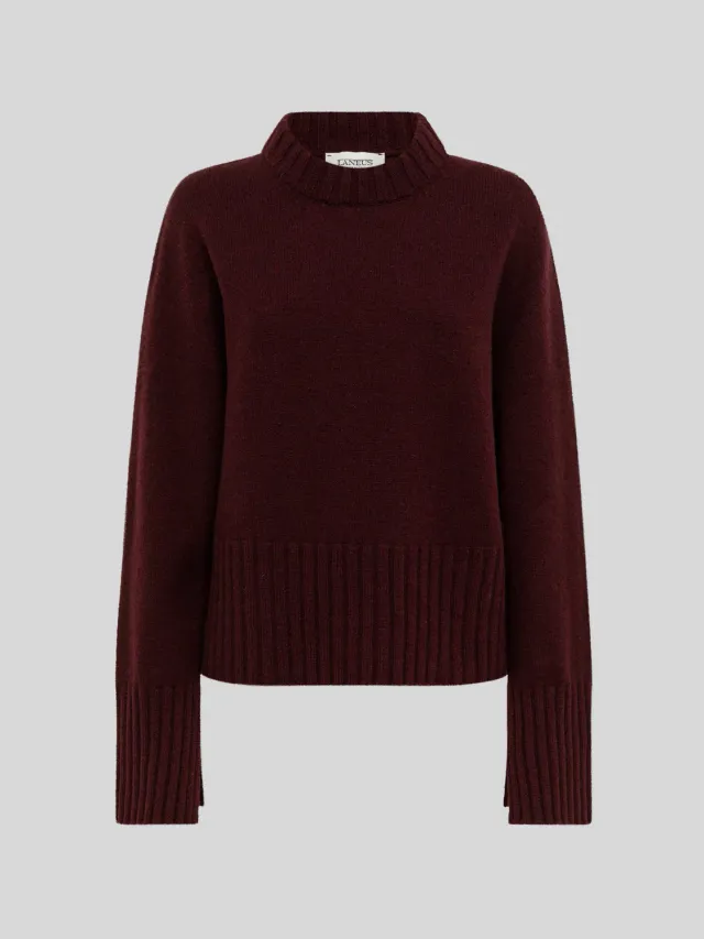 Laneus Boxy Crew Neck striktrøje fico uld cashmere