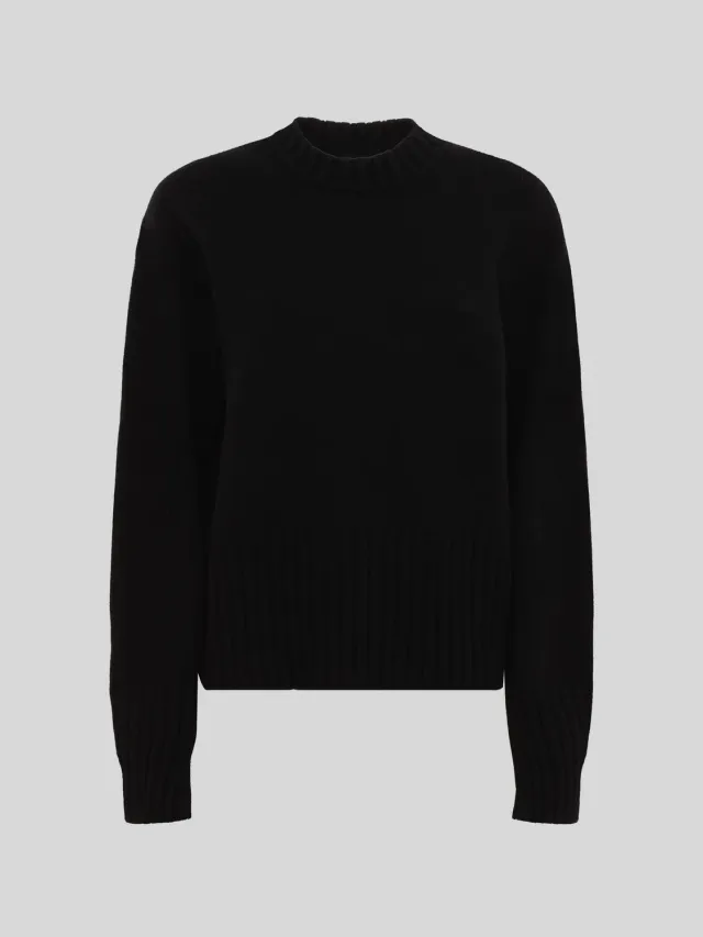 Laneus Boxy crewneck sweater sort cashmere