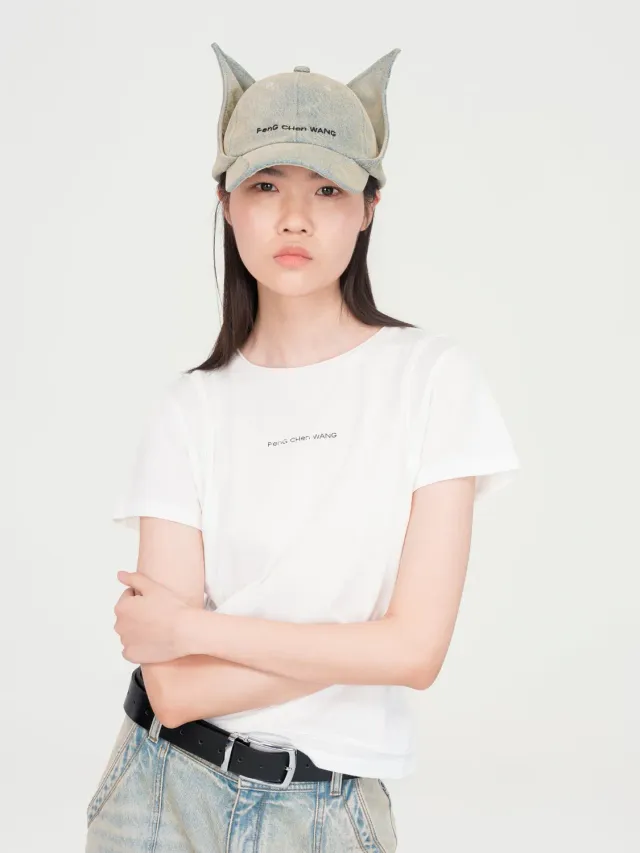 Feng Chen Wang Light-Wash Denim Cat-Ear kasket lyseblå OS