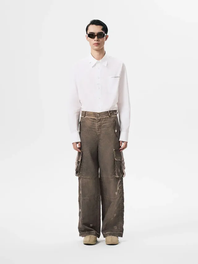 Feng Chen Wang Sandwashed cargobukser rødbrun