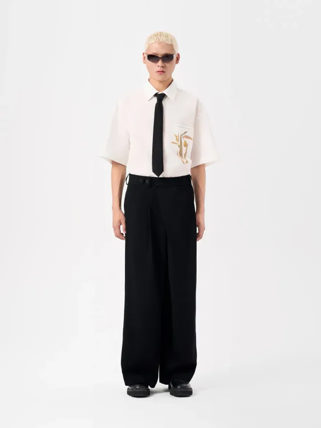 Feng Chen Wang Wool Wide-Leg bukser uld diagonal