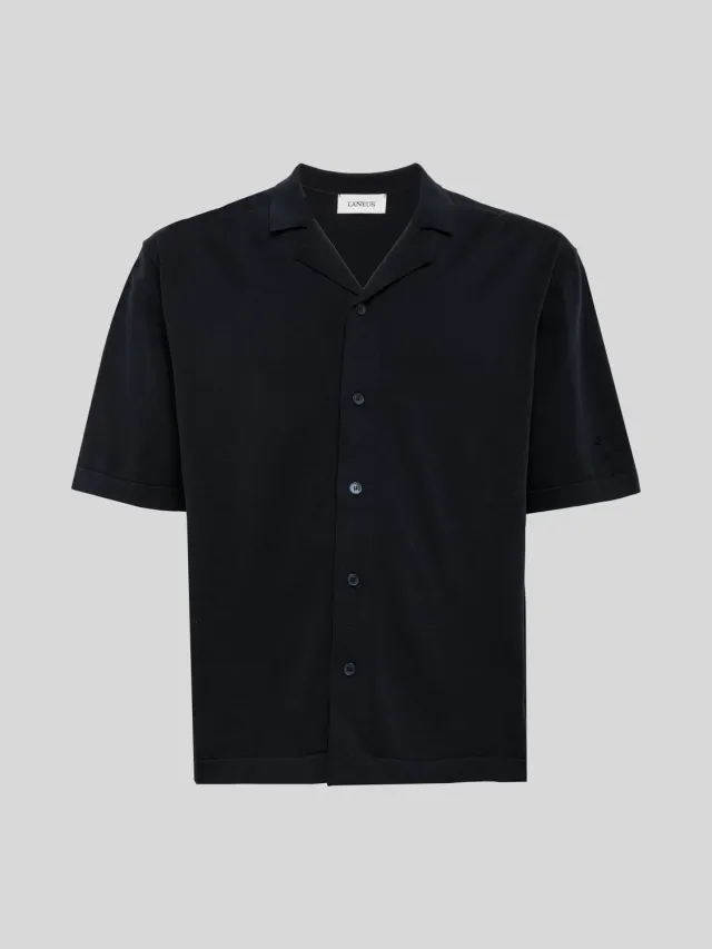 Laneus Knitted Shirt skjorte blå bomuld