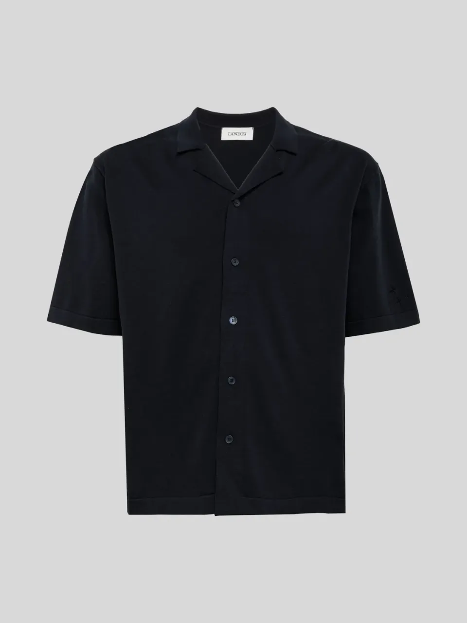 Laneus Knitted Shirt skjorte blå bomuld
