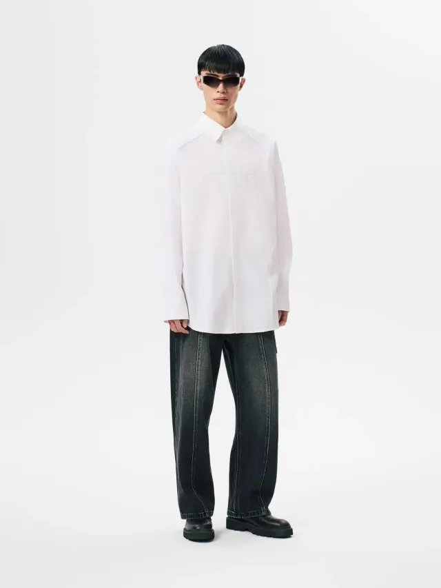 Feng Chen Wang Made in China logo skjorte S-XL hvid print