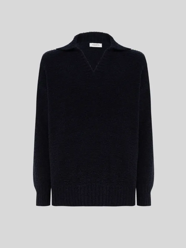 Laneus Boxy Polo strikpolo navy uld