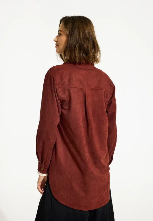 IN FRONT Jessica skjorte ruskindslook trykknapper