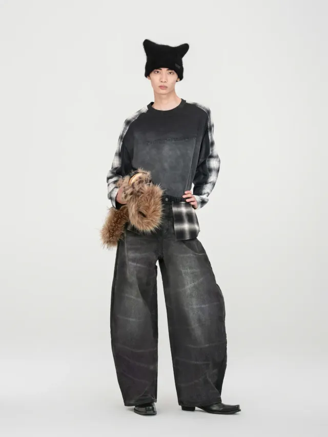 Feng Chen Wang Gradient Washed T-shirt brun langærmet