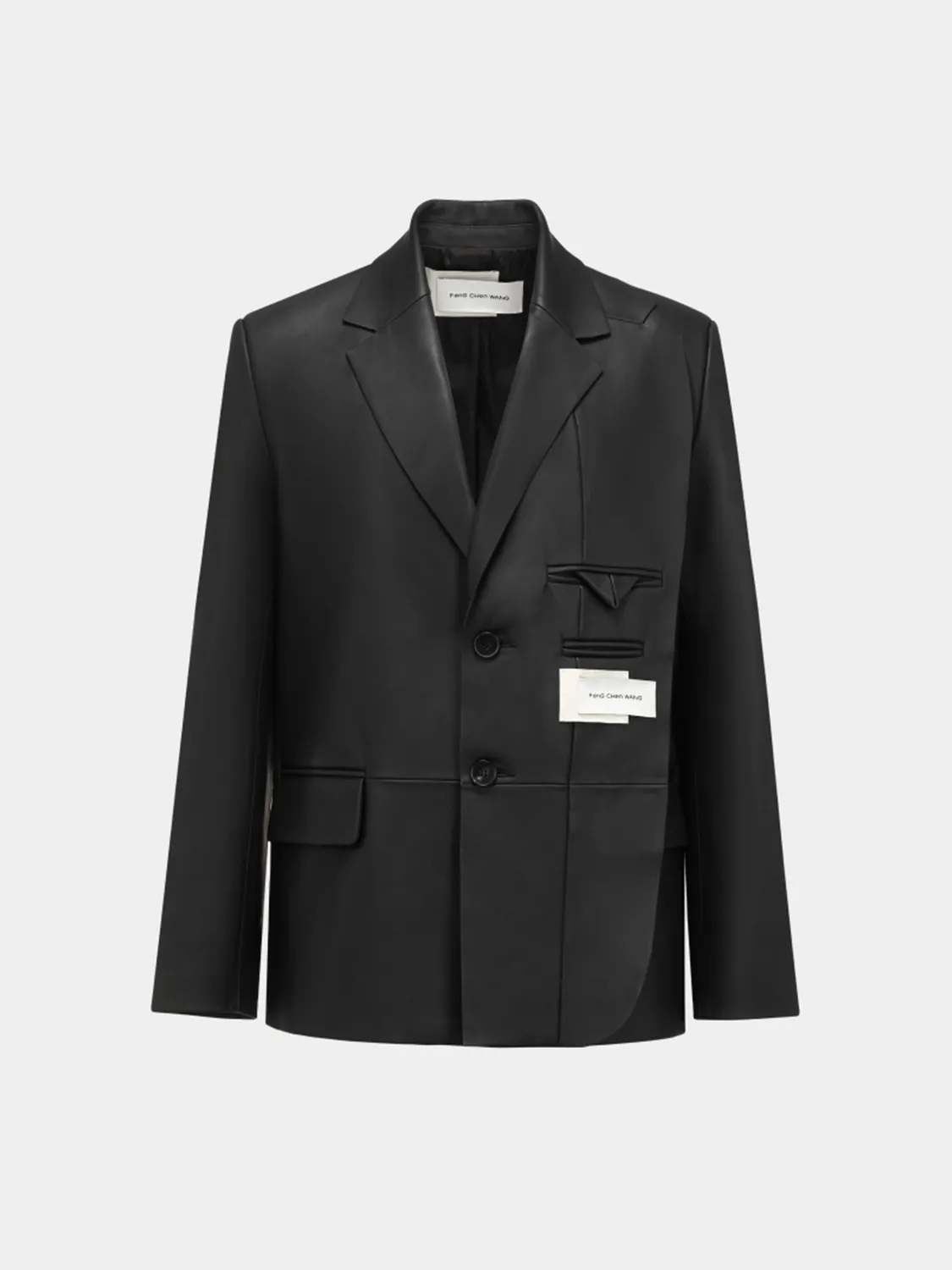 Feng Chen Wang Leather Blazer læderblazer sort