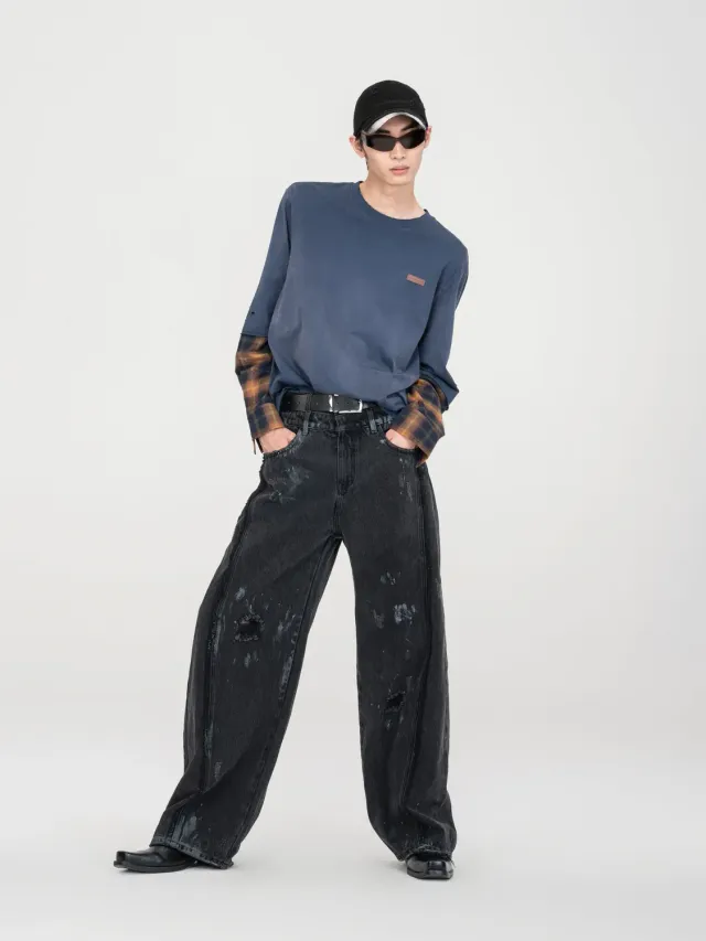 Feng Chen Wang Gradient Washed t-shirt navy XS-XL