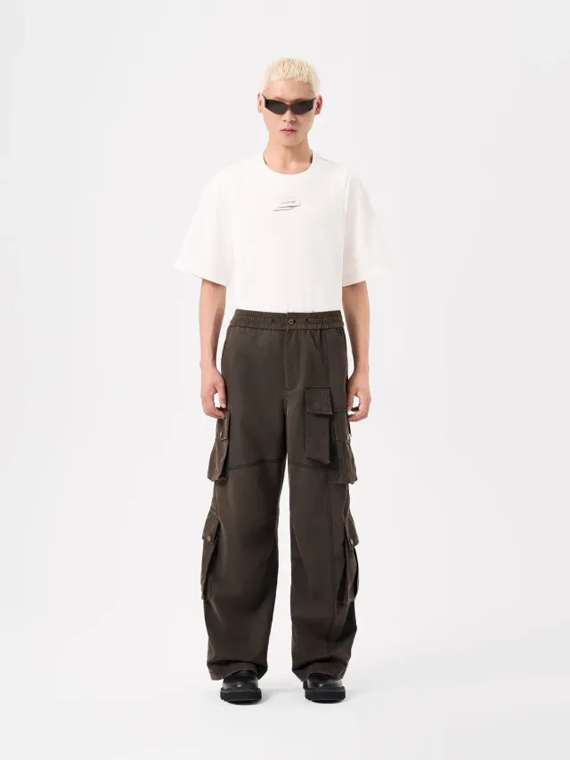 Feng Chen Wang Brown Deconstructed Washed utility bukser brun