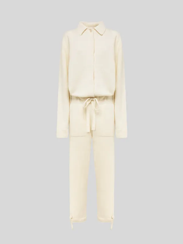 Laneus Knit Jumpsuit in Wool and Angora buksedragt Cream