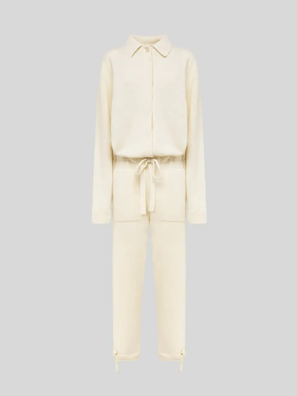 Laneus Knit Jumpsuit in Wool and Angora buksedragt Cream