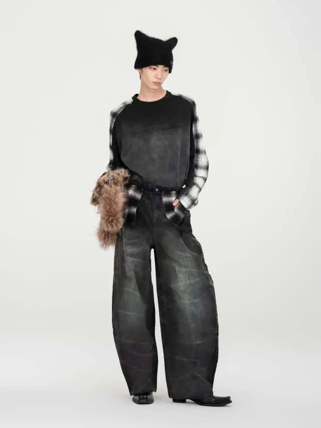 Feng Chen Wang 2-in-1 Washed Denim jeans sort