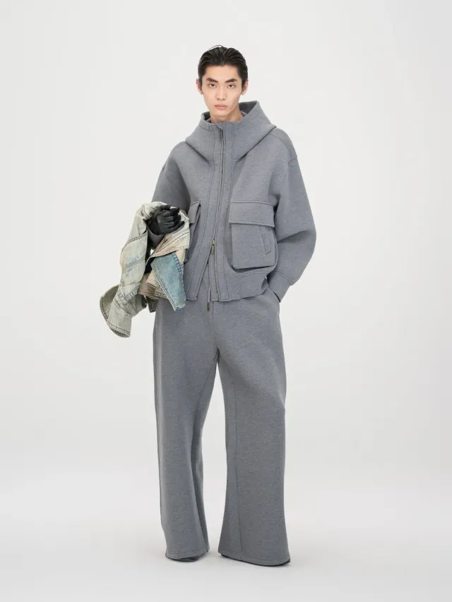 Feng Chen Wang Grey Spacer hoodie lynlås grå