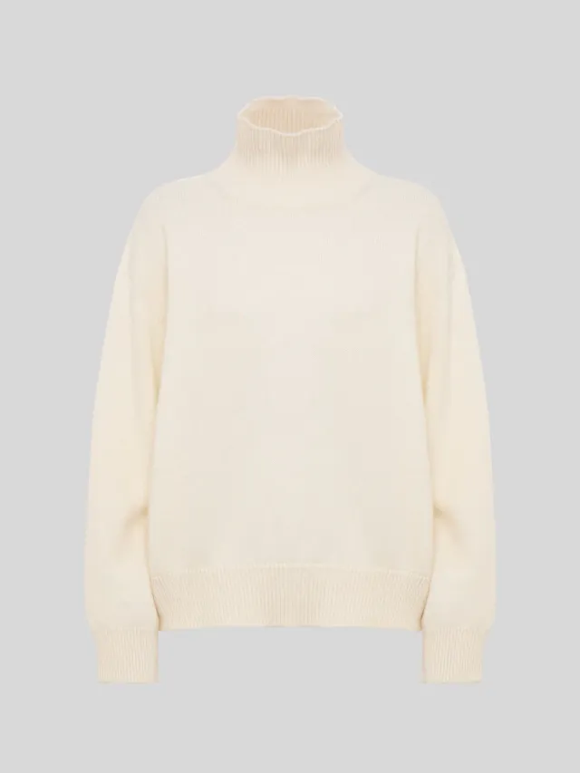 Laneus uld-rullekrave cream boxy cashmere