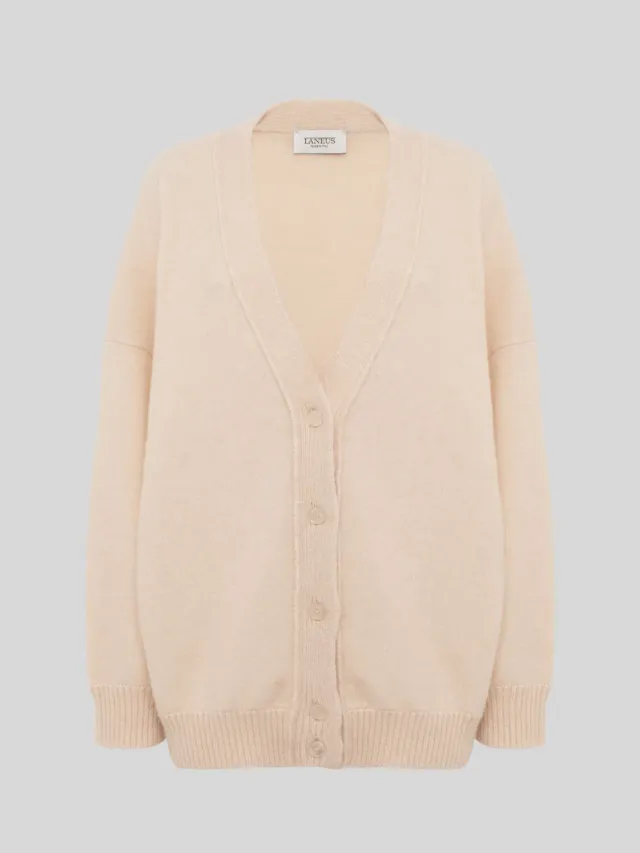 Laneus cashmere silk cardigan creme let