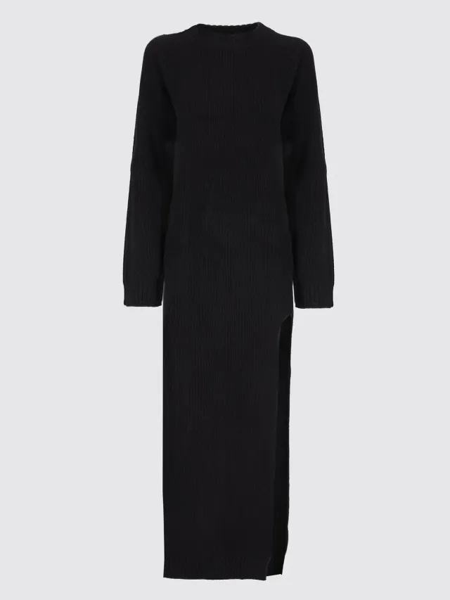 Laneus strikkjole BLACK/BLACK uld sideslids