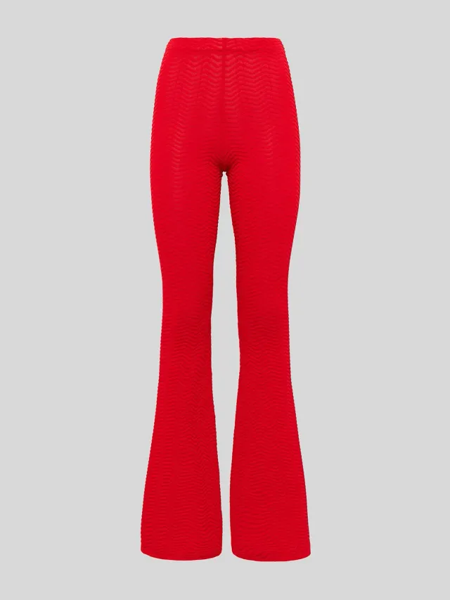 Laneus Knitted Leggings strikleggings rød flare viskose
