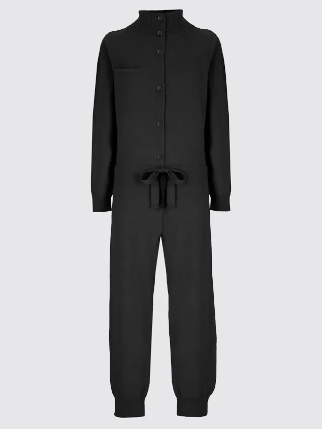 Laneus strik jumpsuit uld alpaka sort
