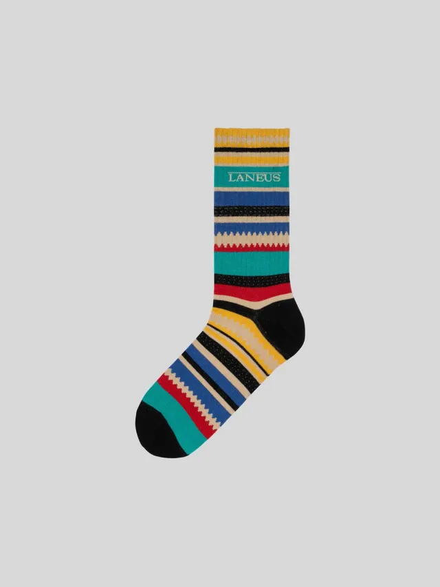 Laneus stribede sokker black-multicolor bomuld