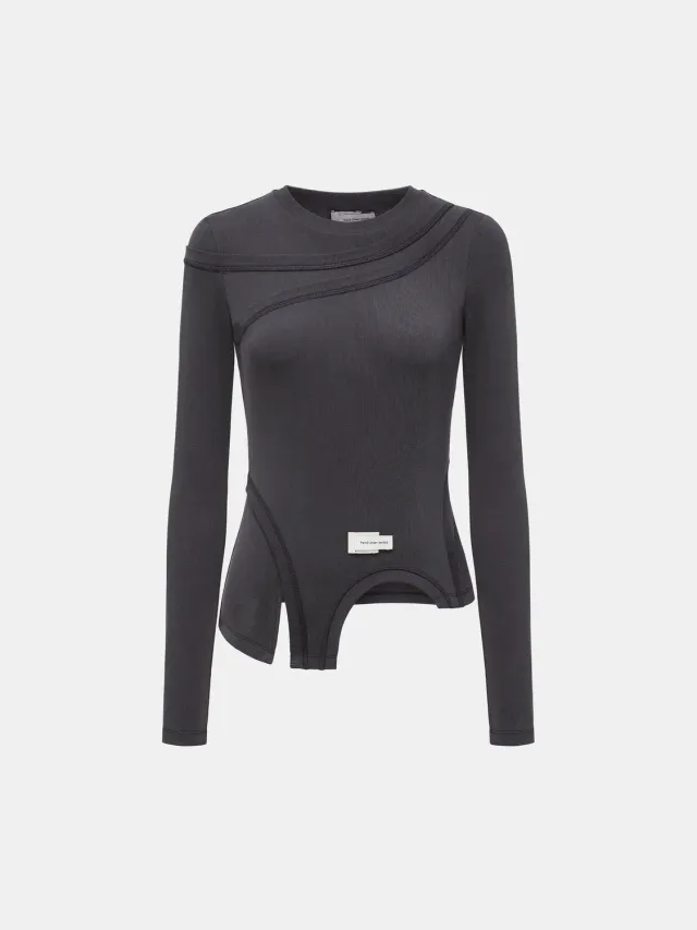 Feng Chen Wang 2-in-1 base layer top mørkegrå slim-fit