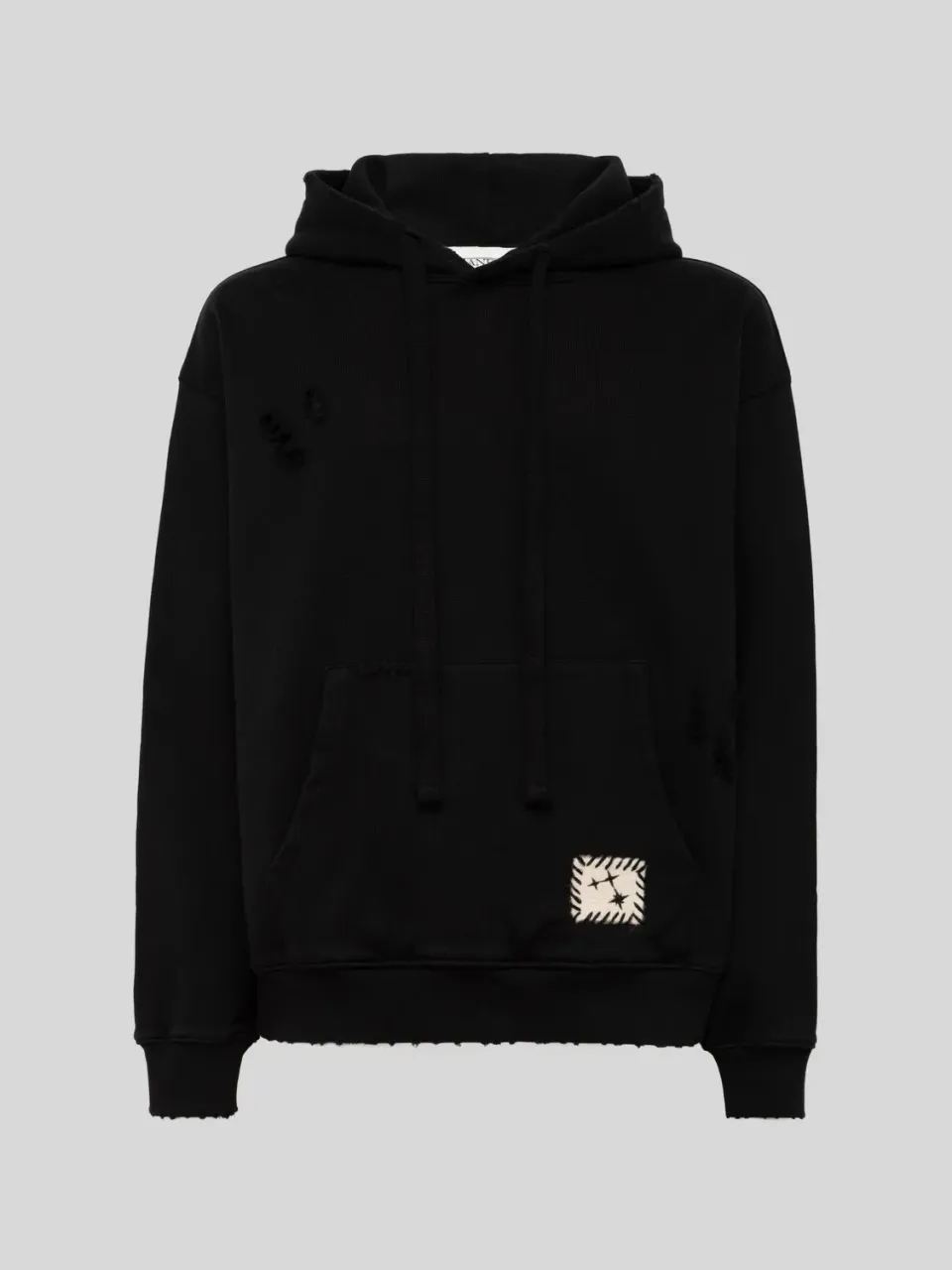 Laneus Destroyed hoodie sort bomuld boxy