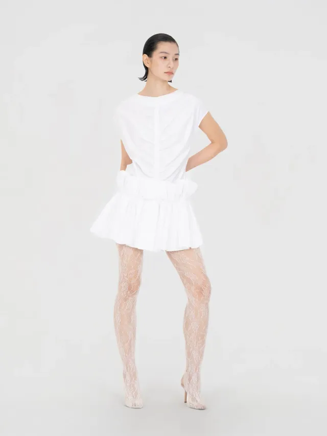 Feng Chen Wang Drop Waist kjole hvid kortærmet