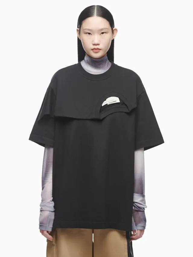 Feng Chen Wang Double Crew Neck T-shirt sort bomuld