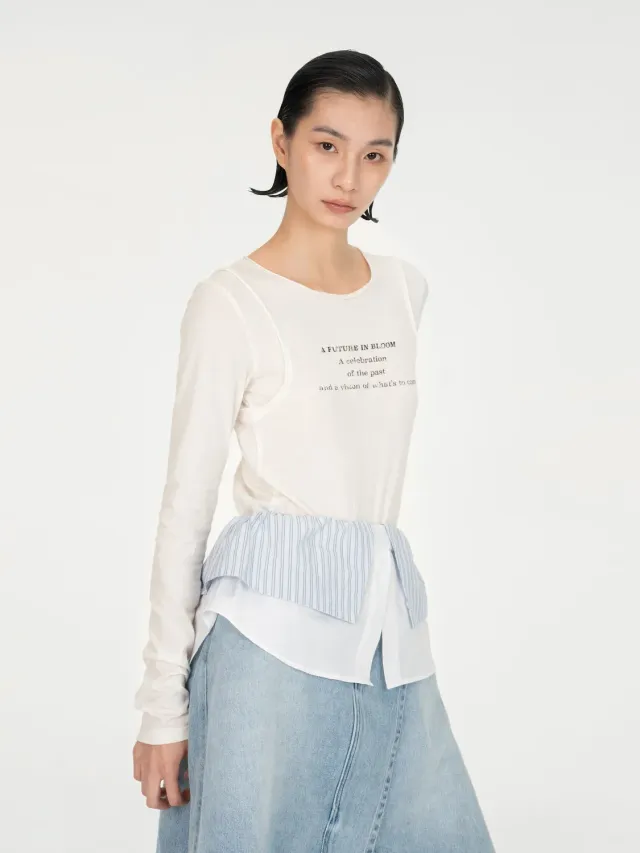 Feng Chen Wang Layered-Look jersey langærmet vintage