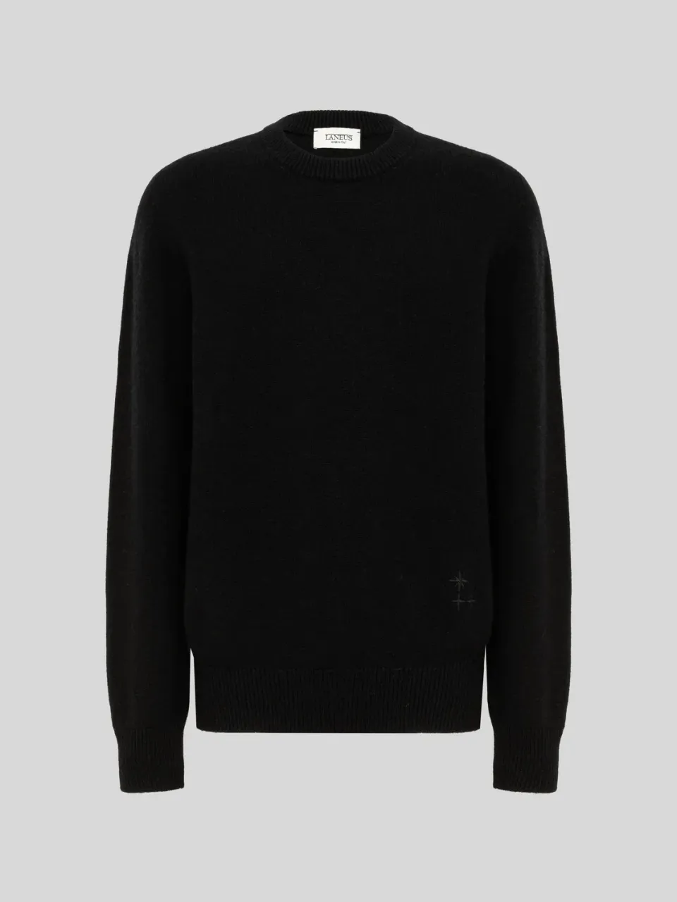 Laneus Wool Cashmere striktrøje sort merinould-cashmere
