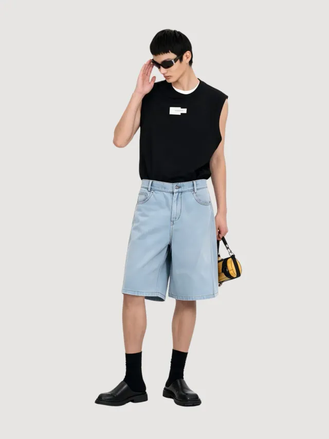 Feng Chen Wang denim shorts blå medium herre