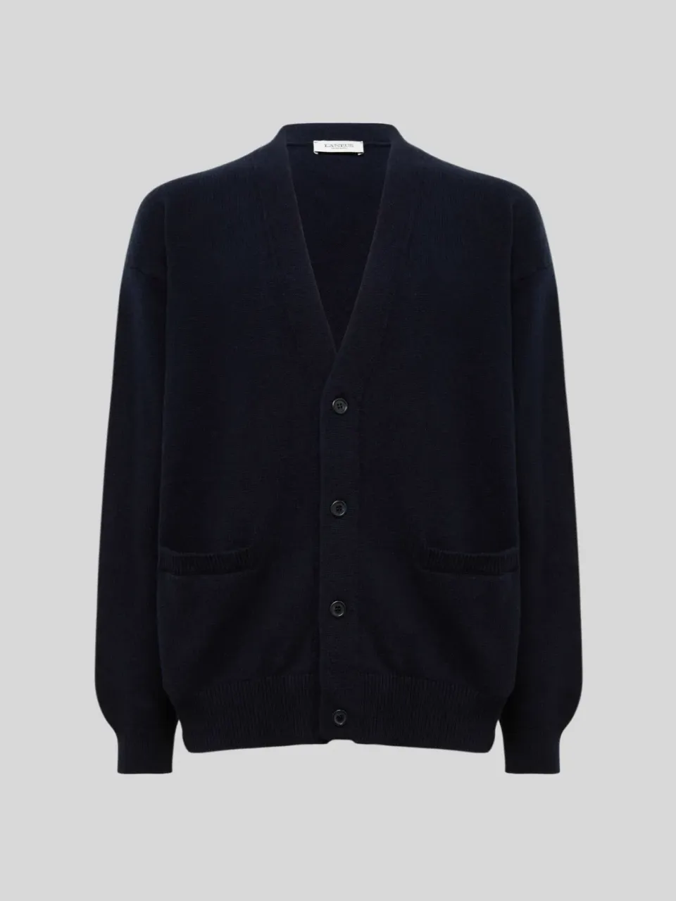 Laneus Uld Cardigan Navy Merino Cashmere Let