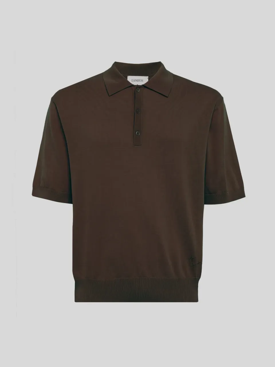 Laneus Knitted Polo Shirt polotrøje chocolate bomuld