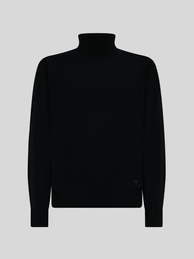 Laneus merino rullekrave BLACK/BLACK uld