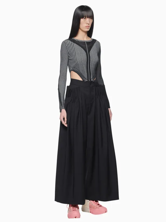 Feng Chen Wang V Shaped Knit top sort stræk-bomuld