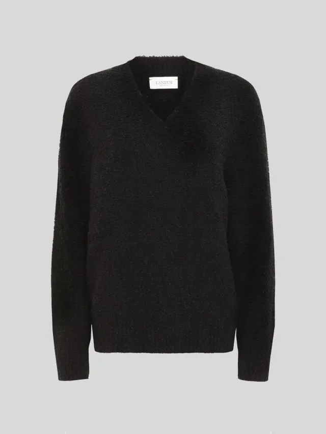 Laneus V-Neck Boxy sweater v-hals sort uld
