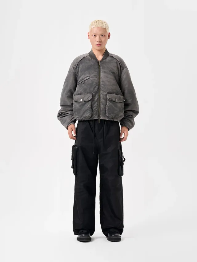 Feng Chen Wang Grey Sandwashed Varsity pufferjakke grå