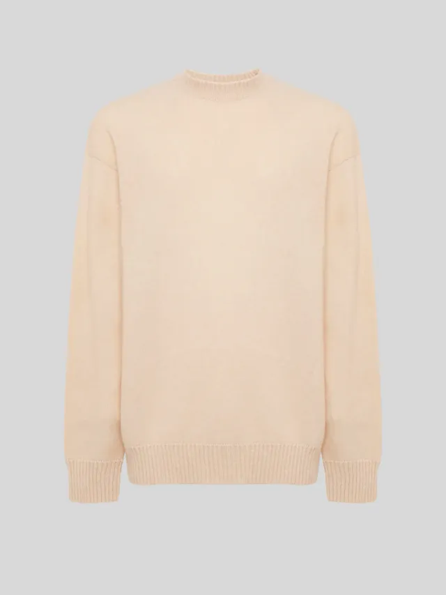 Laneus Cashmere and Silk Crewneck strik creme herre
