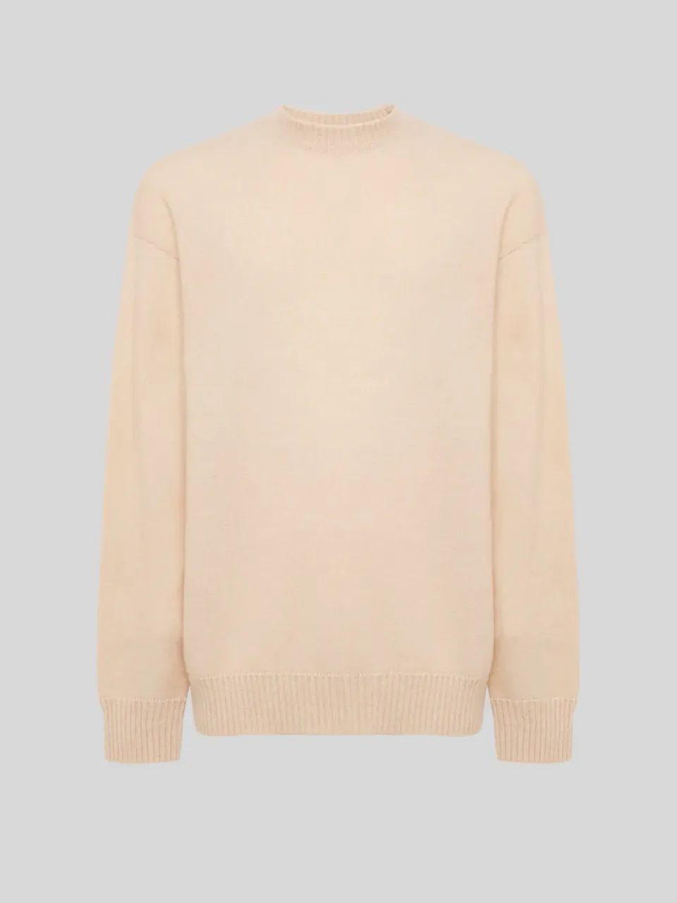 Laneus Cashmere and Silk Crewneck strik creme herre