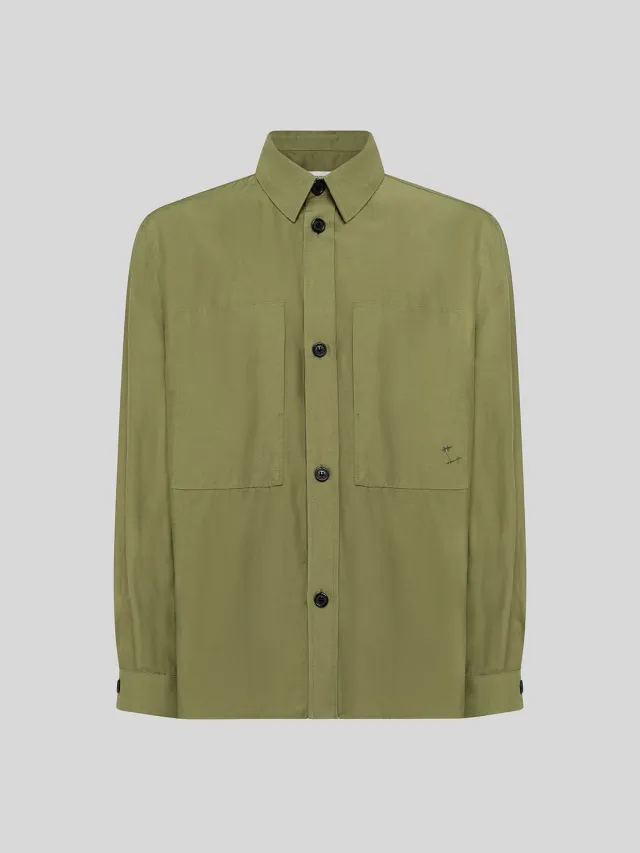 Laneus Overshirt Cancun skjortejakke military green hør