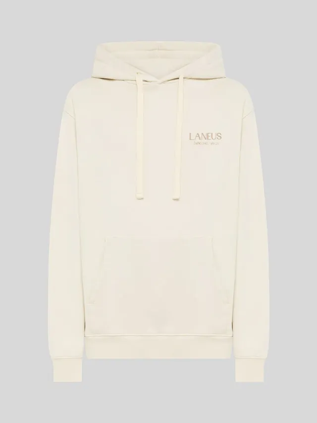 Laneus Cotton Hoodie hættetrøje cream bomuld