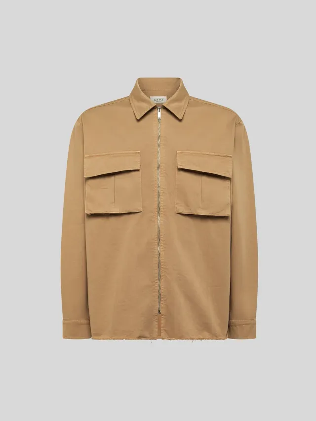 Laneus Cotton Shirt skjorte camel cargo 100% bomuld